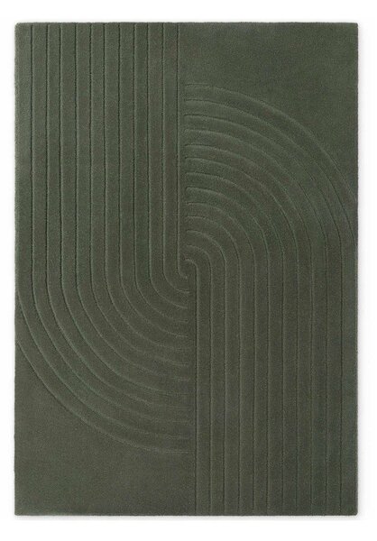 Sötétzöld kézi szövésű gyapjú szőnyeg 120x180 cm Arcura – Vikosa