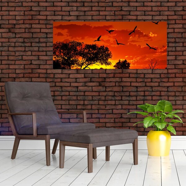 Madarak képe naplementekor (120x50 cm)
