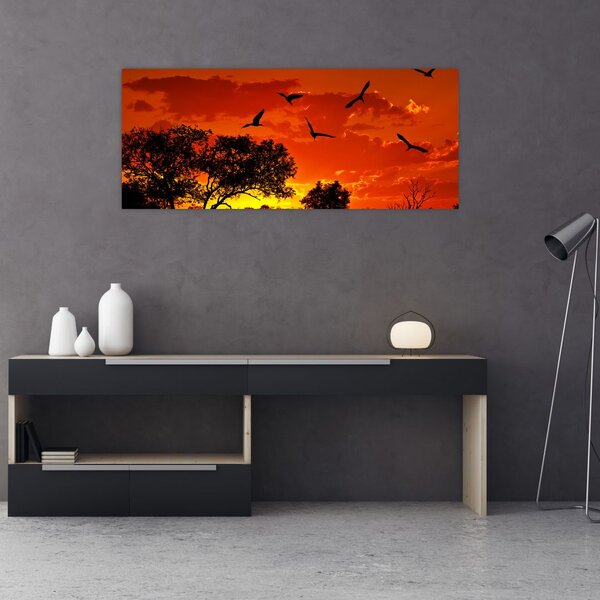 Madarak képe naplementekor (120x50 cm)