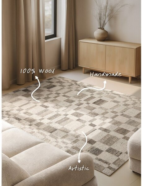 Krémszínű kézi szövésű gyapjú szőnyeg 120x180 cm Boho 1.0 Structa – Vikosa