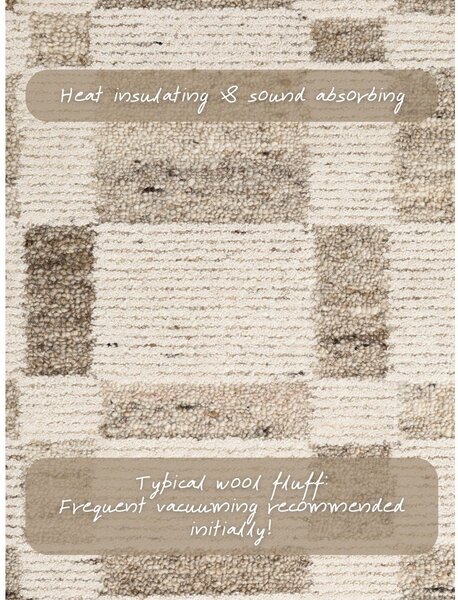 Krémszínű kézi szövésű gyapjú szőnyeg 120x180 cm Boho 1.0 Structa – Vikosa