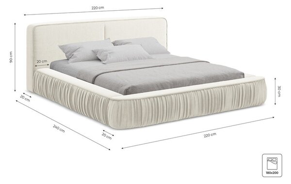 Terrakotta színű kárpitozott ágyneműtartós franciaágy ágyráccsal 180x200 cm Keoni – Makamii