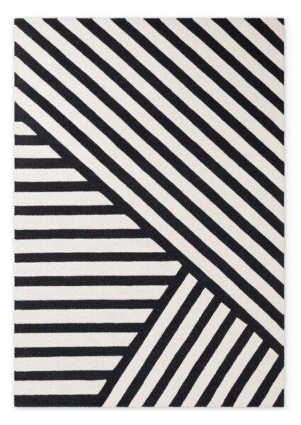 Fekete-fehér kézi szövésű gyapjú szőnyeg 120x180 cm Stryve Noir – Elle Decoration