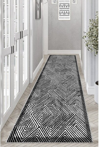 Fekete-fehér mosható futószőnyeg 80x200 cm Rimio – Vitaus