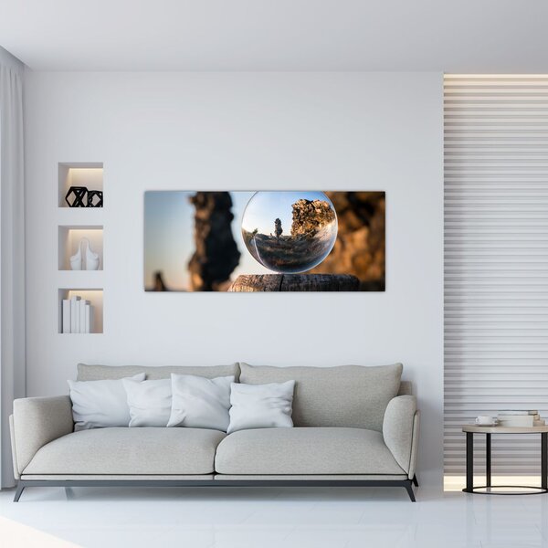 Nagyító és a táj képe (120x50 cm)