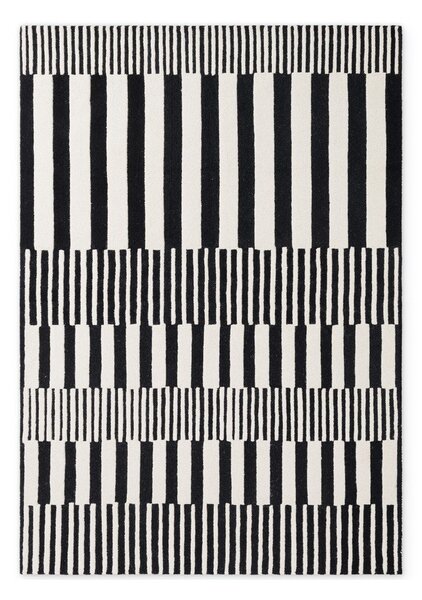 Fekete-fehér kézi szövésű gyapjú szőnyeg 160x230 cm Stryve Pulse – Elle Decoration