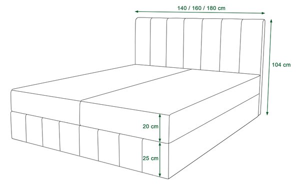 Franciaágy Boxspring 140 cm Barack (sötétszürke) (matraccal és tárolóhellyel)