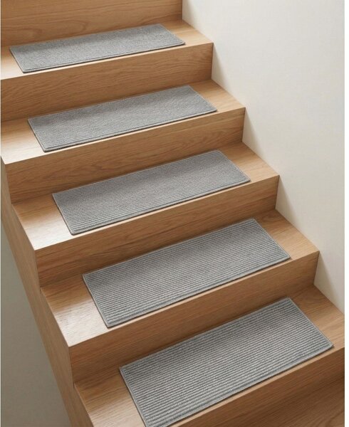 Szürke lépcsőszőnyeg szett 16 db-os 25x65 cm Silio – Vitaus