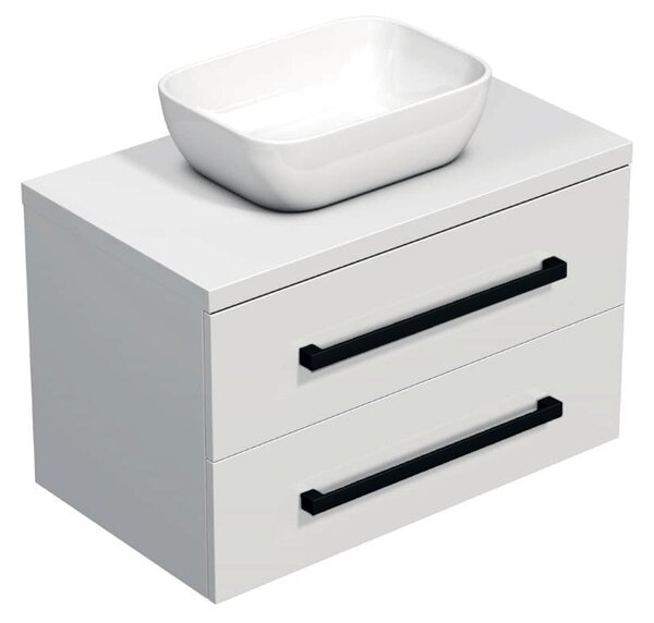 Fürdőszobaszekrény fekete fogantyúval SAT Cube Way 80x71x46 cm fehér fényes CUBE46C803BI45