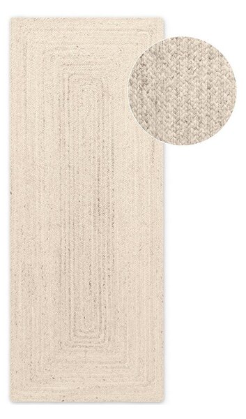Krémszínű kétoldalas-kézi szövésű juta futószőnyeg 80x200 cm Juno – Hanse Home