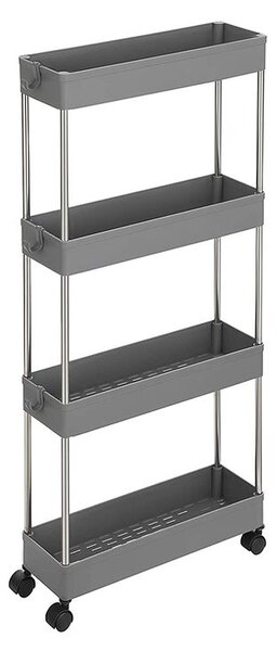 SLIM görgős polc, 4 szintes, 12,5x40x86cm, szürke SongmicsHome