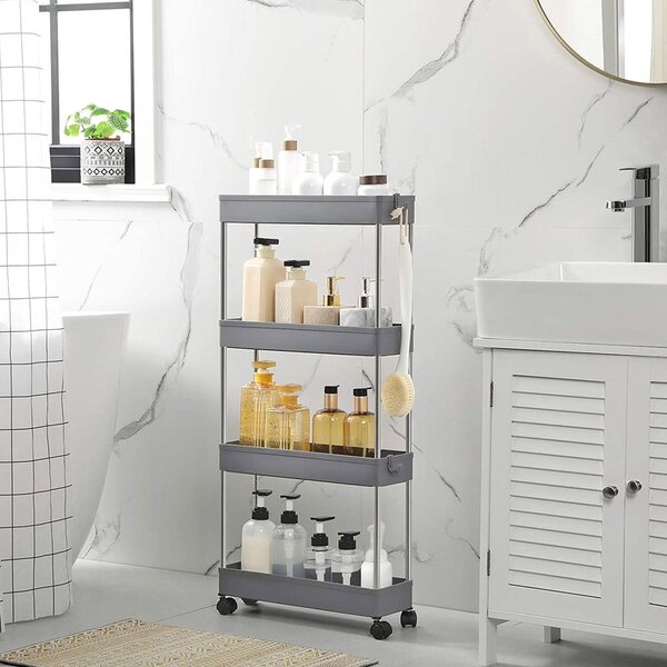 SLIM görgős polc, 4 szintes, 12,5x40x86cm, szürke SongmicsHome