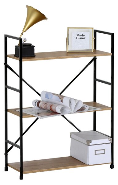 Intenso Home 3 szintes nyitott könyvespolc 59 x 80cm (Aranytölgy) | Univerzális tároló állvány fém lábakkal