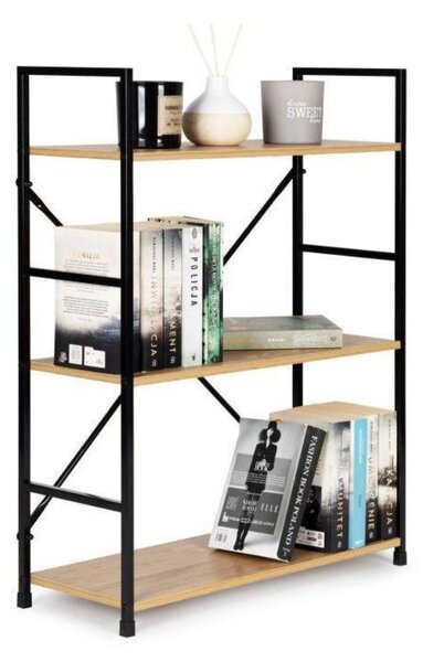 Intenso Home 3 szintes nyitott könyvespolc 59 x 80cm (Aranytölgy) | Univerzális tároló állvány fém lábakkal