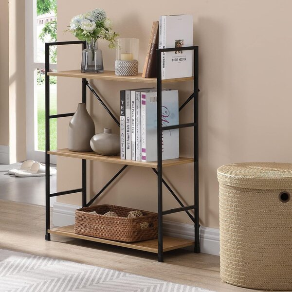 Intenso Home 3 szintes nyitott könyvespolc 59 x 80cm (Aranytölgy) | Univerzális tároló állvány fém lábakkal