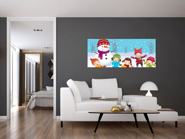 Kép - Téli gyerekes mulatságok (120x50 cm)