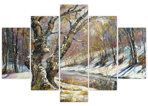Egy festett téli táj képe (150x105 cm)