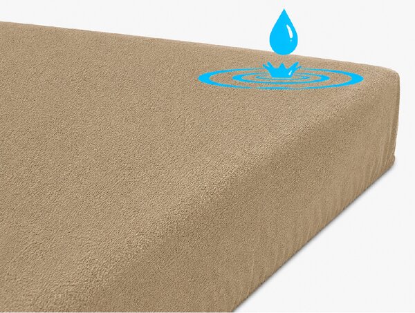 Terry vízálló Cappucino sötét 42 sztreccs lepedő Méretek: 60x120 cm