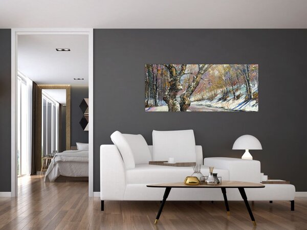 Egy festett téli táj képe (120x50 cm)