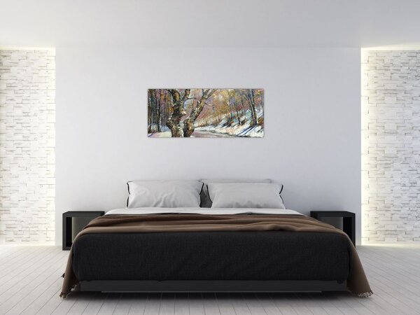 Egy festett téli táj képe (120x50 cm)