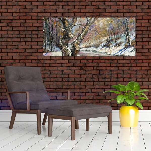 Egy festett téli táj képe (120x50 cm)