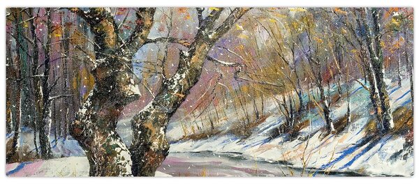 Egy festett téli táj képe (120x50 cm)