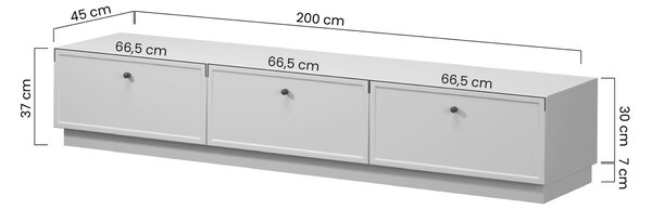 Lorini TV-szekrény 200 cm fiókokkal - kasmír / fekete T-bar fogantyúk