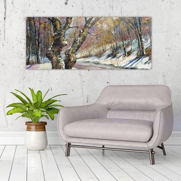 Egy festett téli táj képe (120x50 cm)