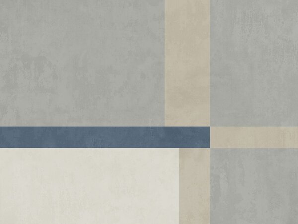 Fotótapéta Szürke és bézs árnyalatú geometrikus blokkok kék csíkkal, Fotótapéta geometria, w05891v1 : Uwalls.hu