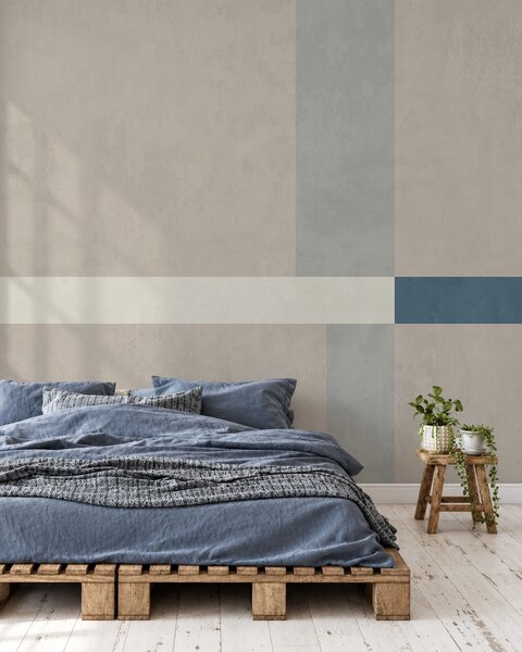 Fotótapéta Absztrakt bézs és szürke téglalapok kék díszítéssel, Fotótapéta geometria, w05891v2 : Uwalls.hu