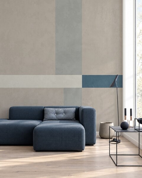 Fotótapéta Absztrakt bézs és szürke téglalapok kék díszítéssel, Fotótapéta geometria, w05891v2 : Uwalls.hu