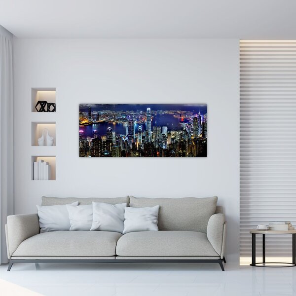 Éjszakai város képe (120x50 cm)