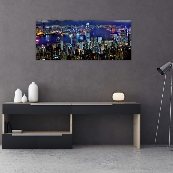 Éjszakai város képe (120x50 cm)