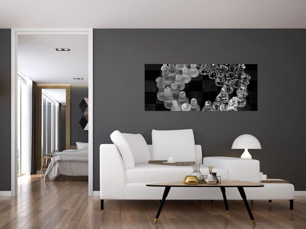 Kép - fekete-fehér sakk (120x50 cm)