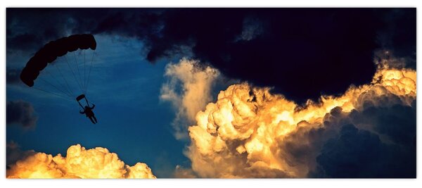 Ejtőernyős a felhőkben képe (120x50 cm)