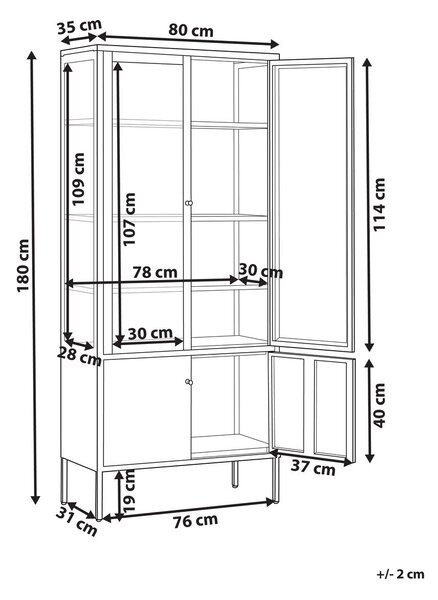 Üveges vitrin OXTED Fém 80 cm Bézs