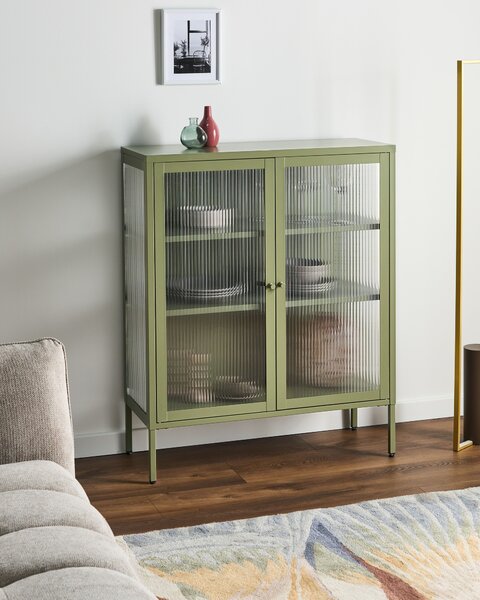 Vitrin LERRYN Fém 90 cm Zöld