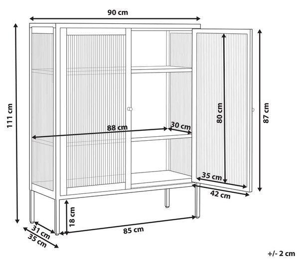 Vitrin LERRYN Fém 90 cm Zöld