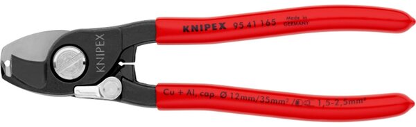 Knipex 95 41 165 95 41 165 Kábelvágó olló Alkalmas (csupaszoló technika) Alumínium- és rézkábel, egy- és többerű 12 mm 35 mm²