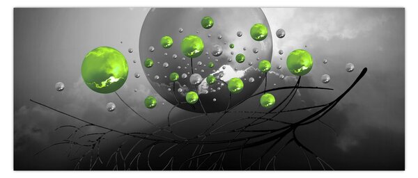Zöld absztrakt gömbök képe (120x50 cm)