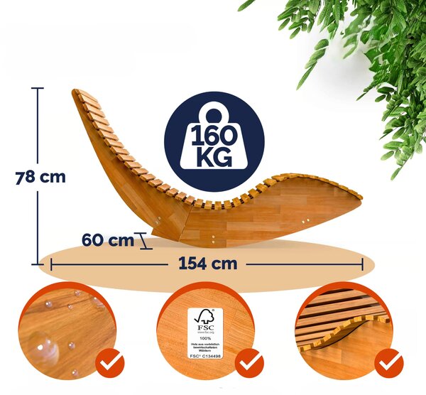 Casaria® Ergonomikus napozóágy - akác