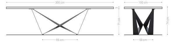 DELIFE Étkezőasztal Edge 300x100 akác természetes Spider laposacél rozsdamentes acél Live-Edge