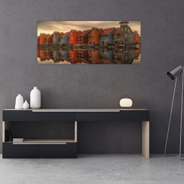 Színes házak képe (120x50 cm)