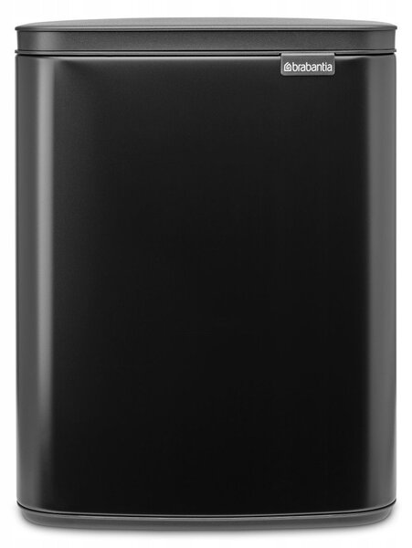 Brabantia Bo Waste Bin hulladékgyűjtő felnyitható, Soft-Close fedéllel, műanyag tartály, 12L - C méret, acél, matt fekete - 230363