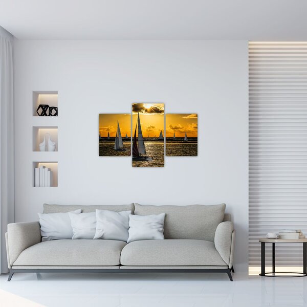 Jacht a naplementében képe (90x60 cm)