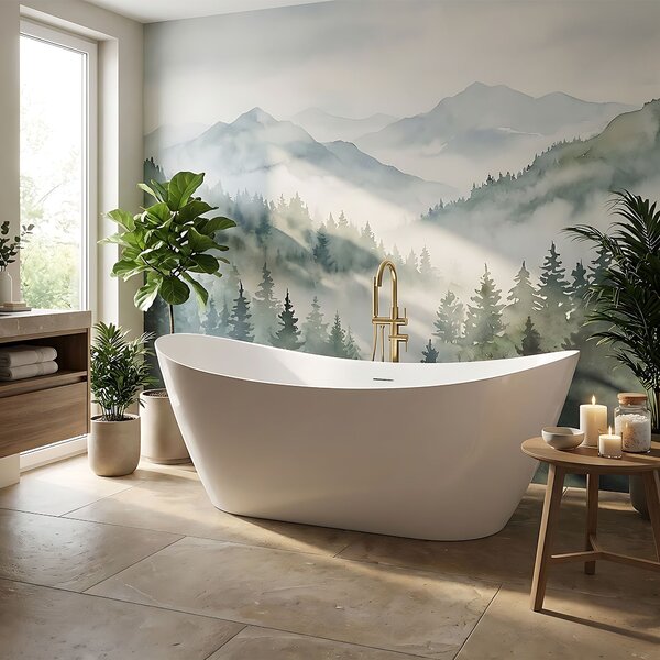 Rea FERRANO Slim, szabadon álló kád 1800×800×745 mm, fehér, fehér lefolyófedél, REA-W0082
