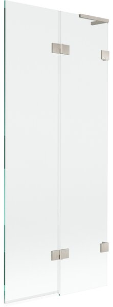 Mexen Lunar L, kétszárnyú kádparaván jobb oldali 80 x 150 cm, átlátszó üveg, szálcsiszolt acél, 897L-080-100-97-00-P