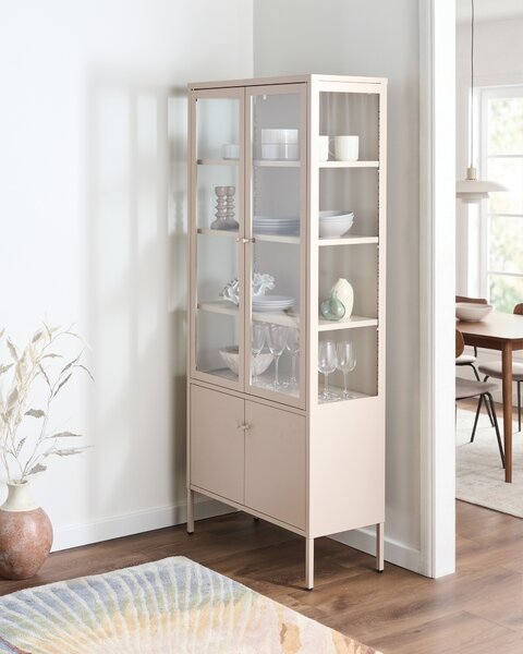 Üveges vitrin OXTED Fém 80 cm Bézs