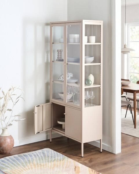 Üveges vitrin OXTED Fém 80 cm Bézs
