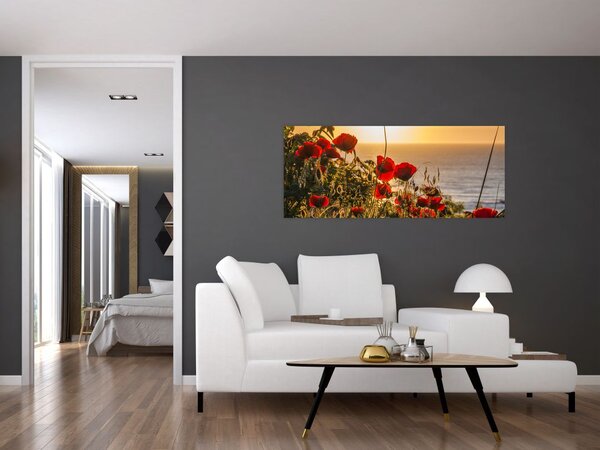 Naplemente és a pipacsok képe (120x50 cm)